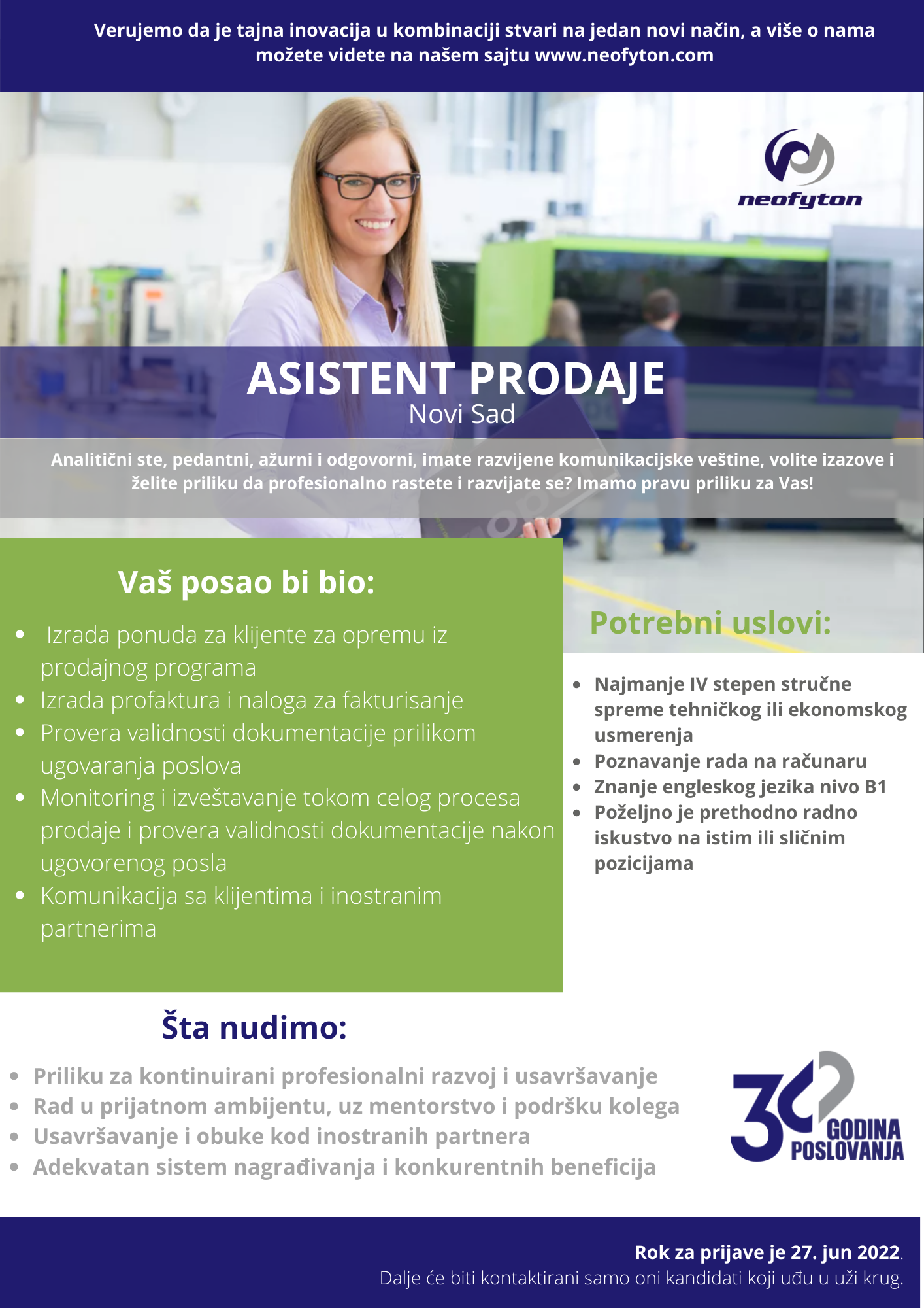 Oglas za posao - Asistent prodaje